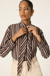 STRIPED BOW DETAIL SHIRT