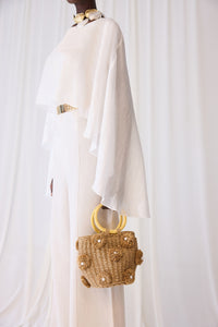 PEARL-DETAILED WOVEN BAG