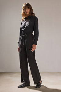 ELACTIC-WAIST GABARDINE TROUSERS