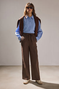 ELACTIC-WAIST GABARDINE TROUSERS